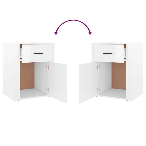 NNEVL Bedside Cabinet High Gloss White 50x36x60 cm Engineered Wood