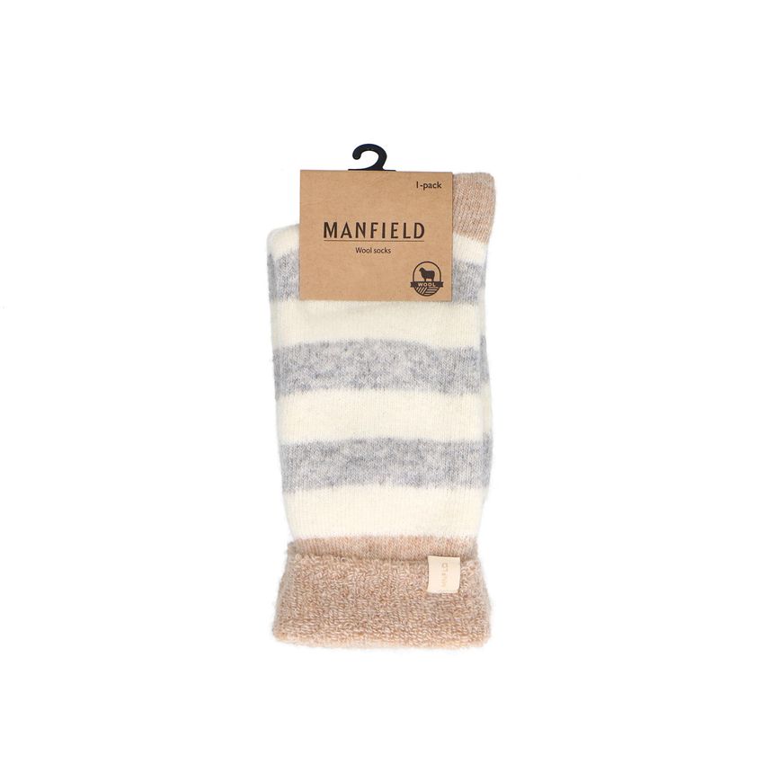 Manfield Grijze gestreepte cosy sokken
