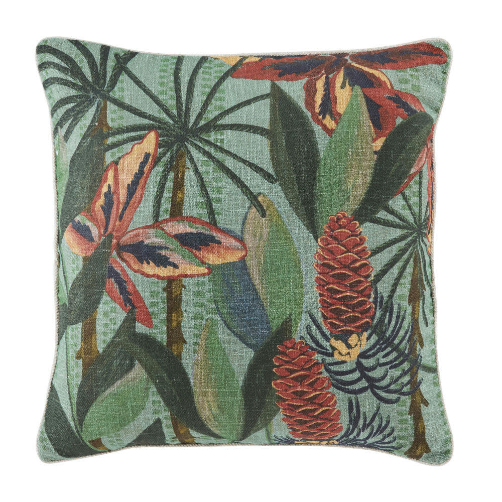 GLORIA - Coussin imprimé vert et orange 45x45