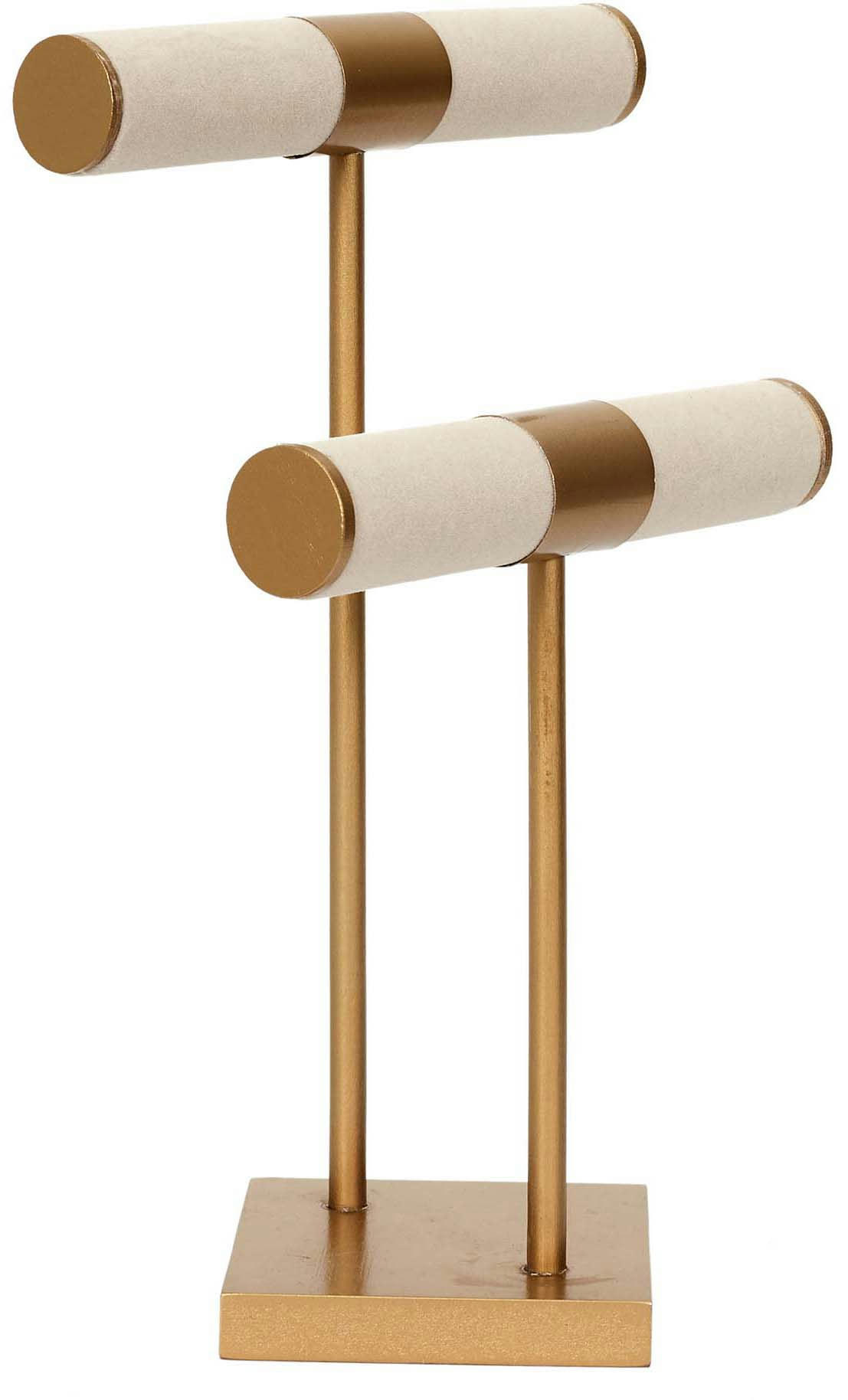 - Porte bijoux double pieds dorés beige