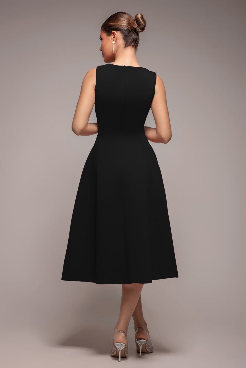 Goddiva Diamante Embellished Neck A Line Midi Dress
