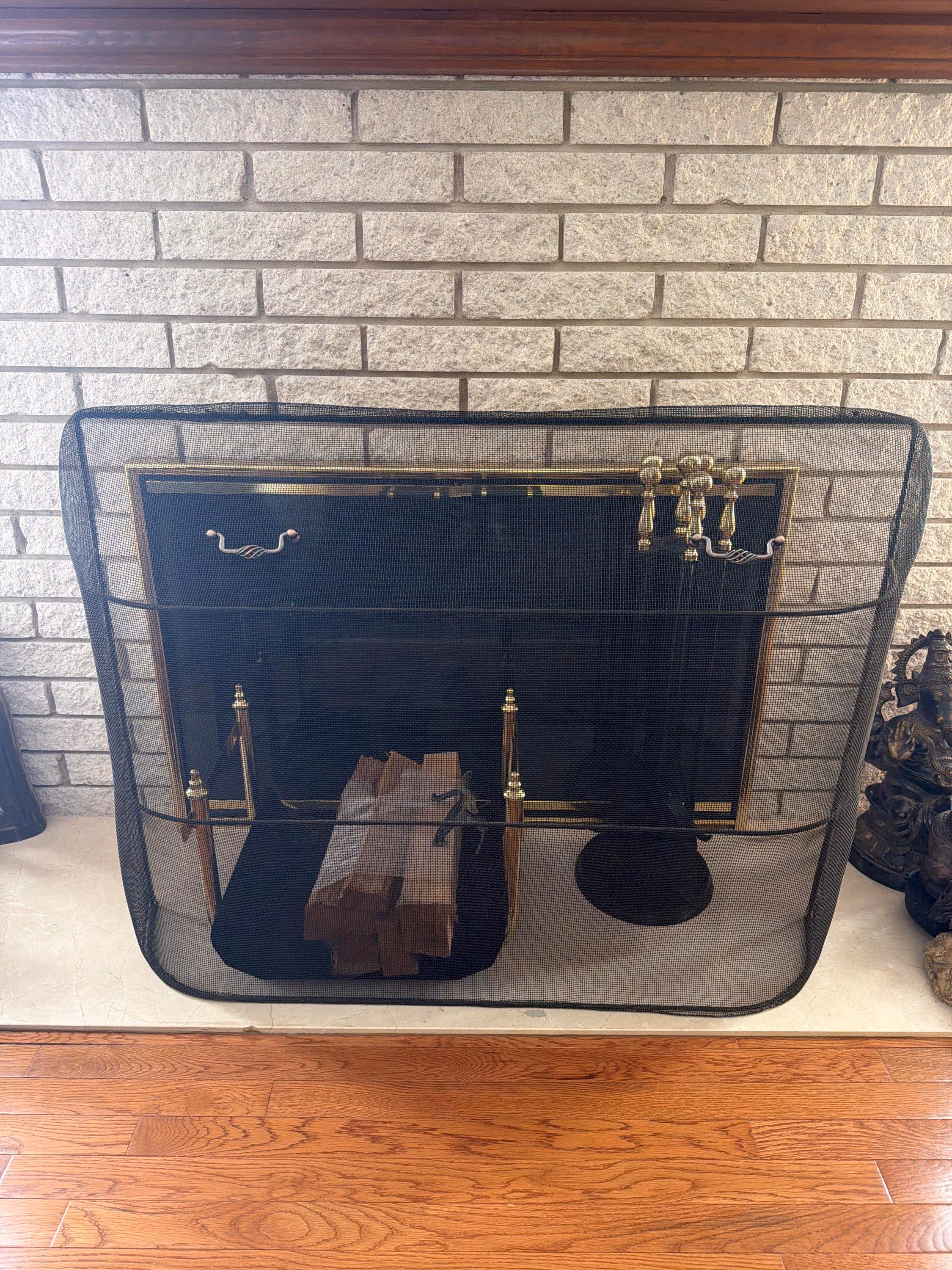 1940s Vintage Large Metal Fireplace Screen/Open Fire Mantel Screen