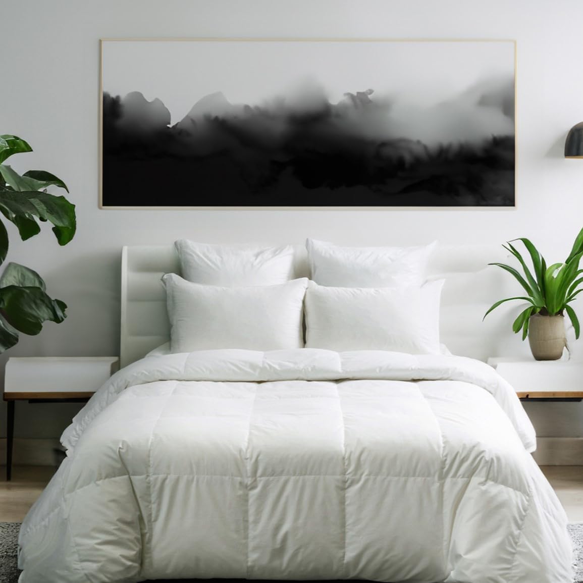 Highland Feather Tencel Organic Cotton Shell White Goose Down Comforter 600 Fill Power Fluffy Duvet Insert Manufactured in Canada Ultra-Soft Lightweight (All Season, Queen)