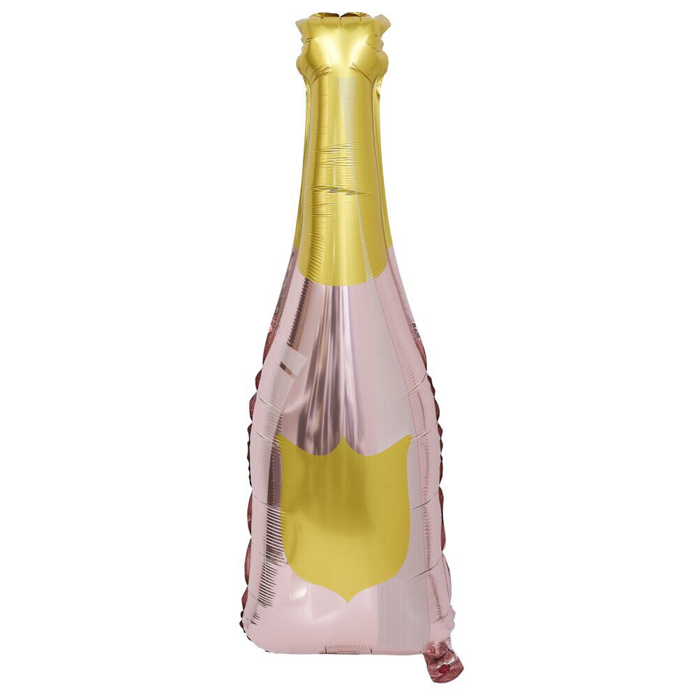 Ballon alu forme bouteille rose et dorée 78cm