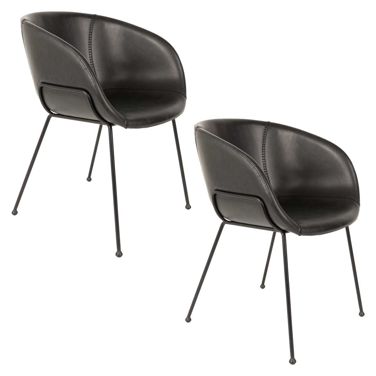 Zuiver Feston Eetkamerstoelen Armleuning Zwart - Set van 2