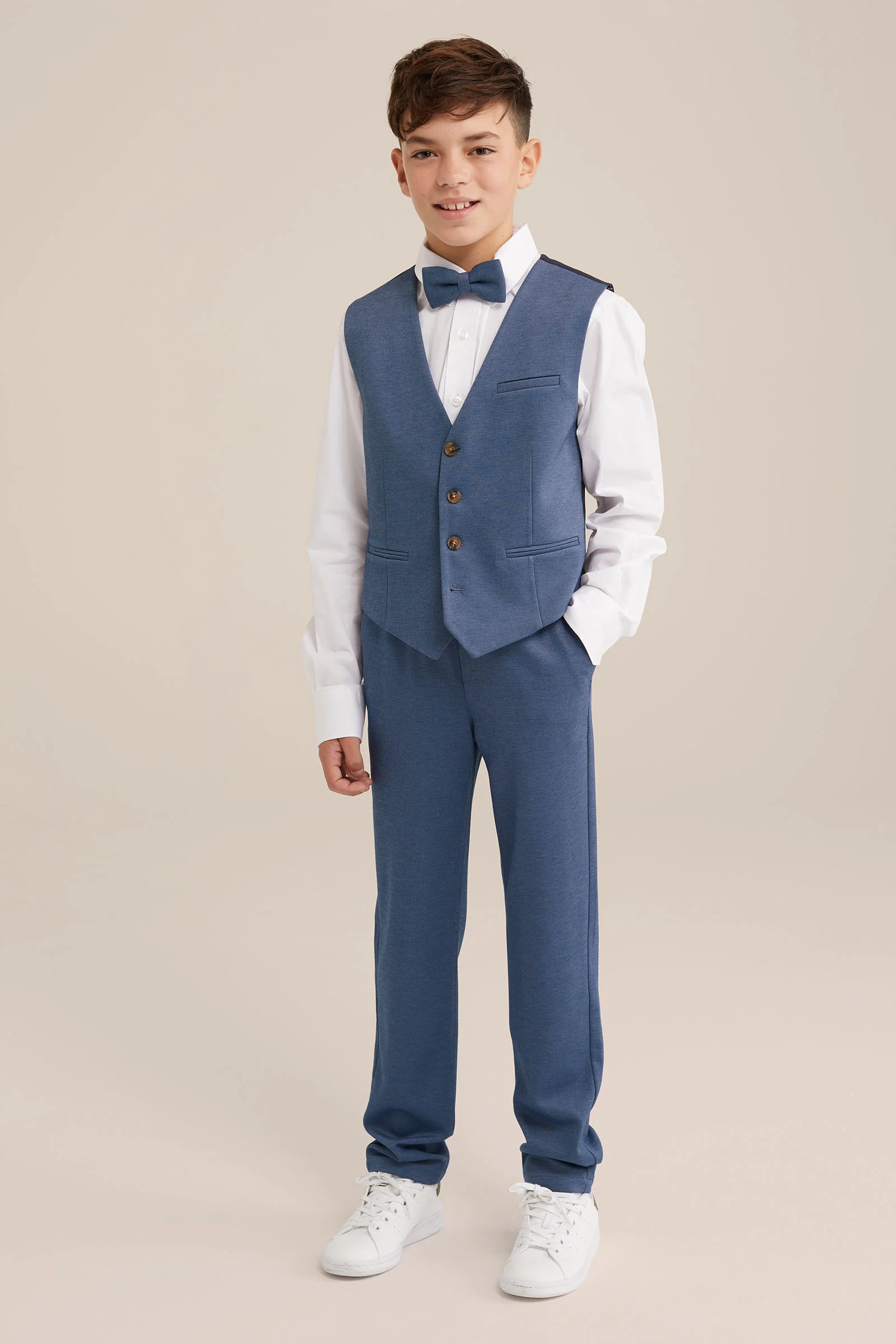 Jongens slim fit gilet met structuur