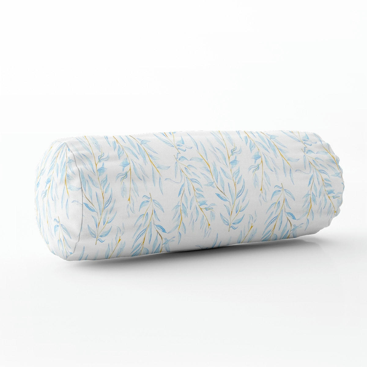 - Coussin traversin floral polyester bleu 40x15cm