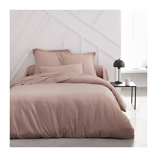 Drap housse TODAY Essential - 140 x 200 30 cm - 2 personnes - 100% Coton uni - Rose des sables