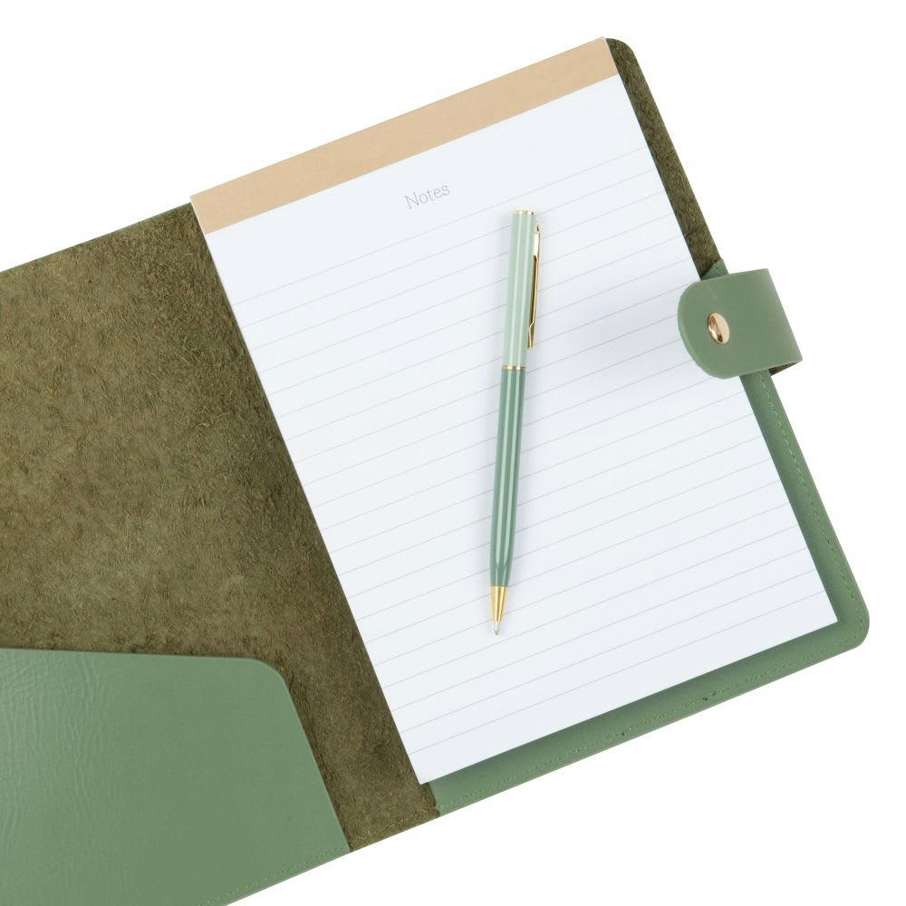 - Carnet de notes en cuir vert et doré