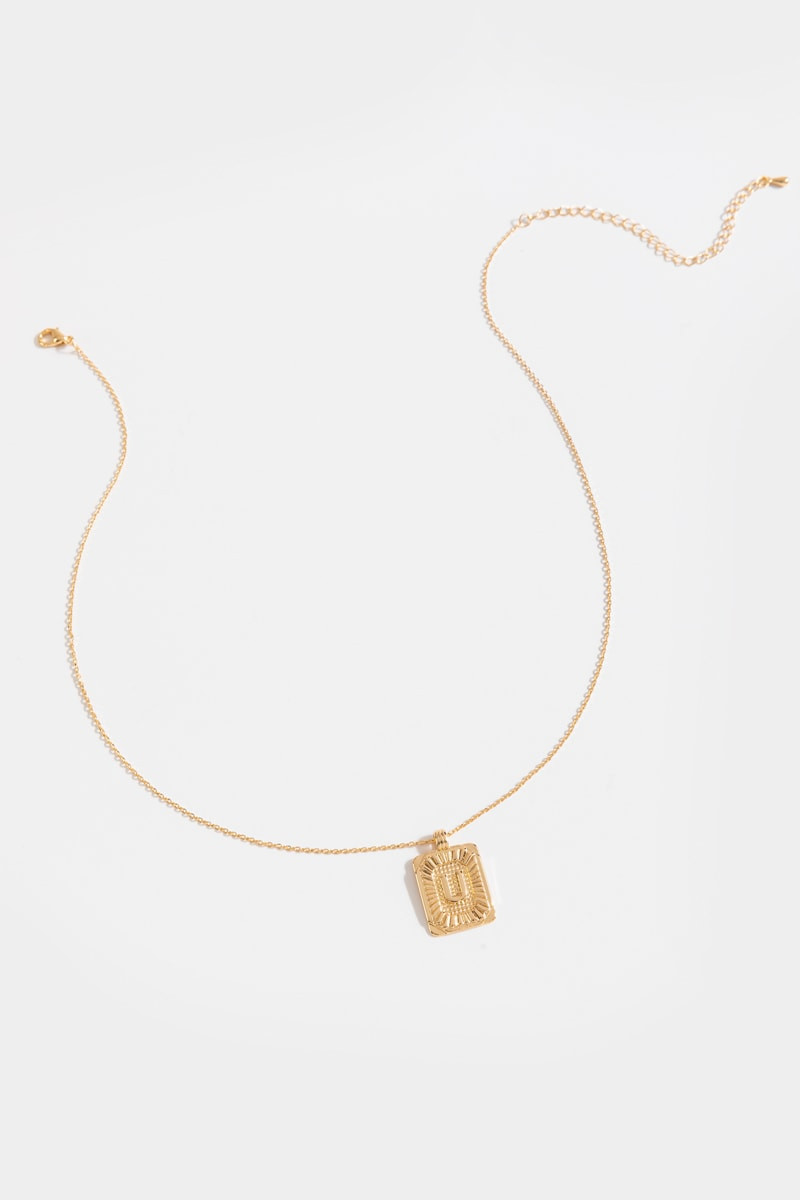 Initial ID Tag Pendant Necklace