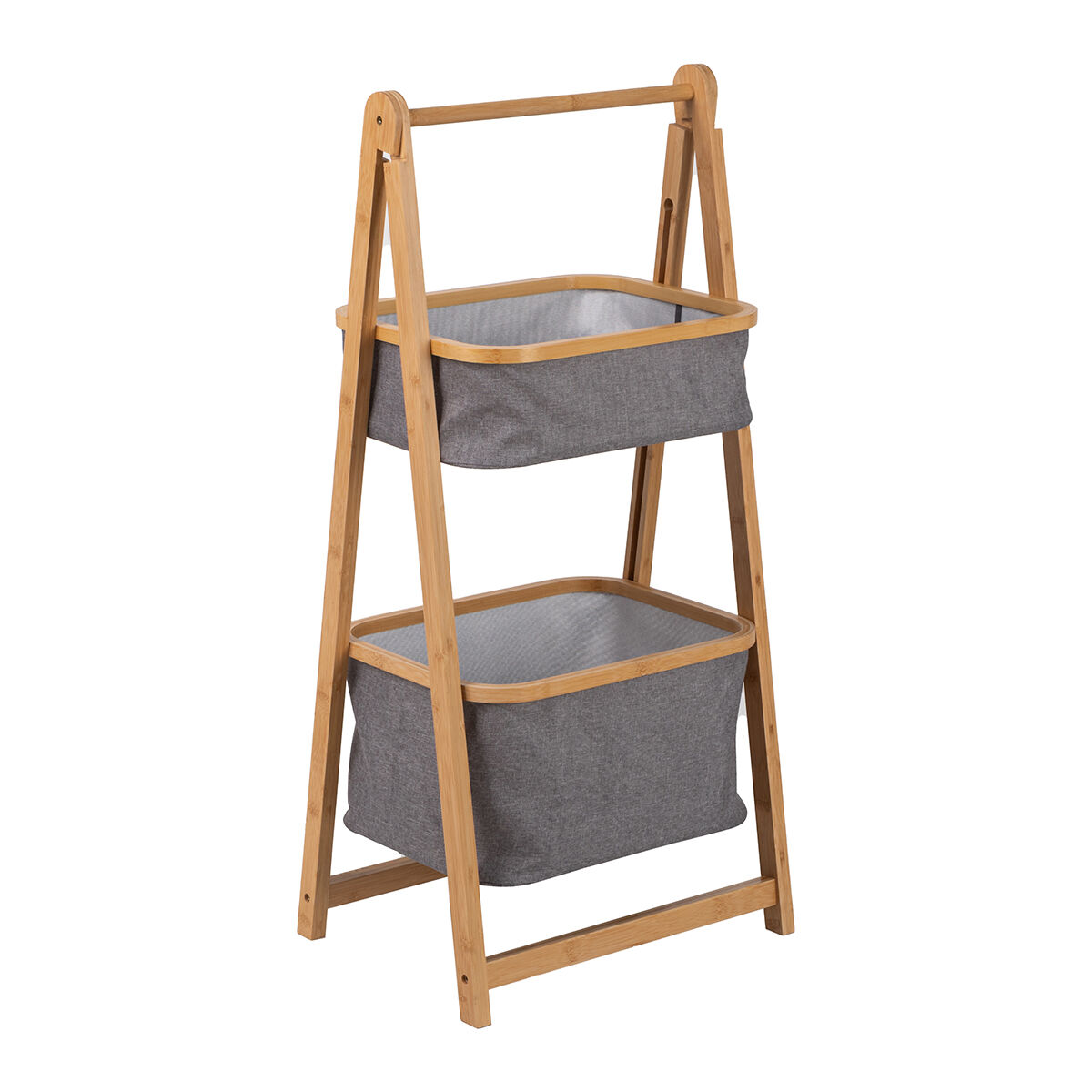 Estante wc em bambu com 2 cestos