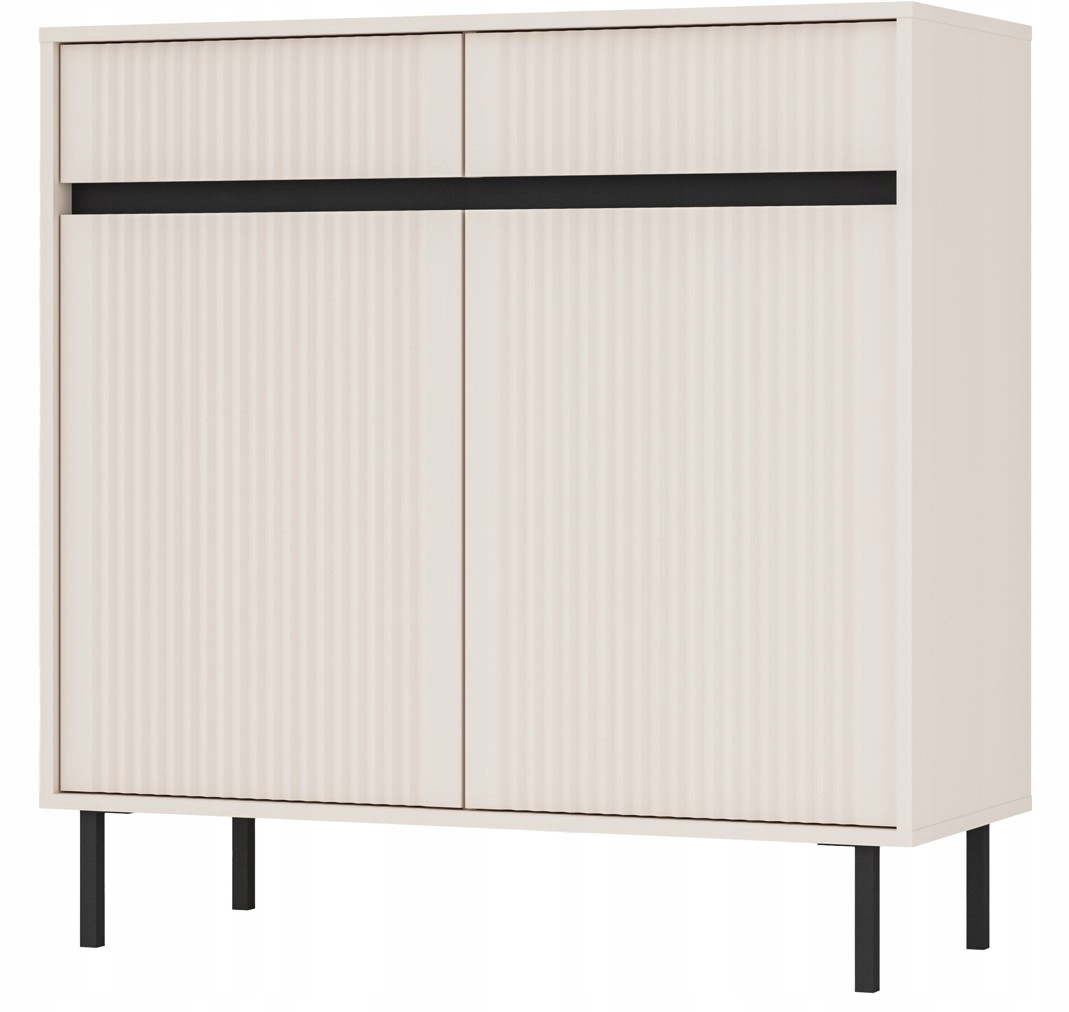 KOMODA GLAMOUR 100 cm RYFLE Nóżki METALOWE 2D2S BEŻOWA OSAKA