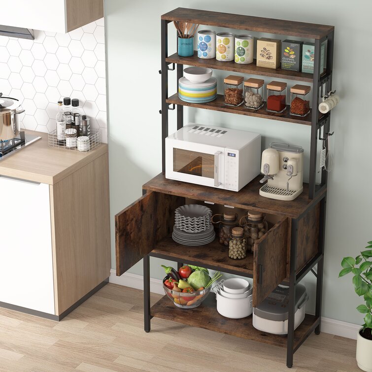 Frederieke 31.49'' Wood Standard Baker's Rack with Wine Glass Storage