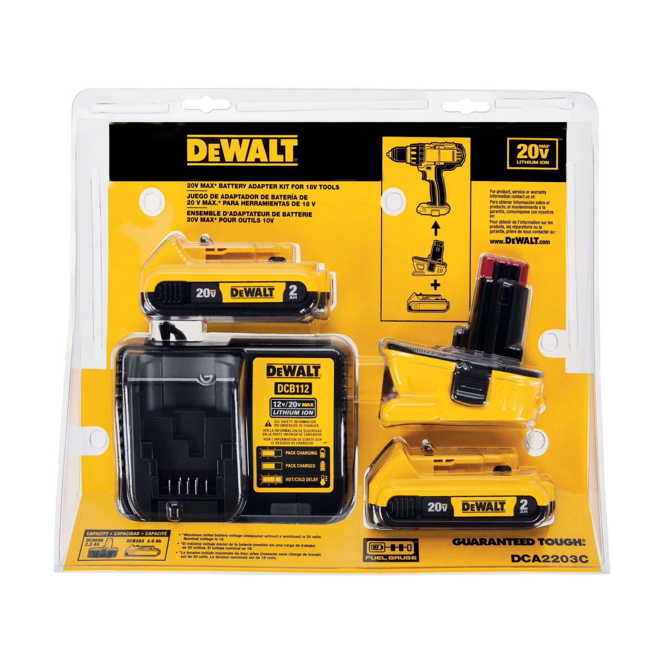 DEWALT DCA2203C 20V MAX Lithium-Ion Battery Adaptor Kit For 18V Cordless Power Tools