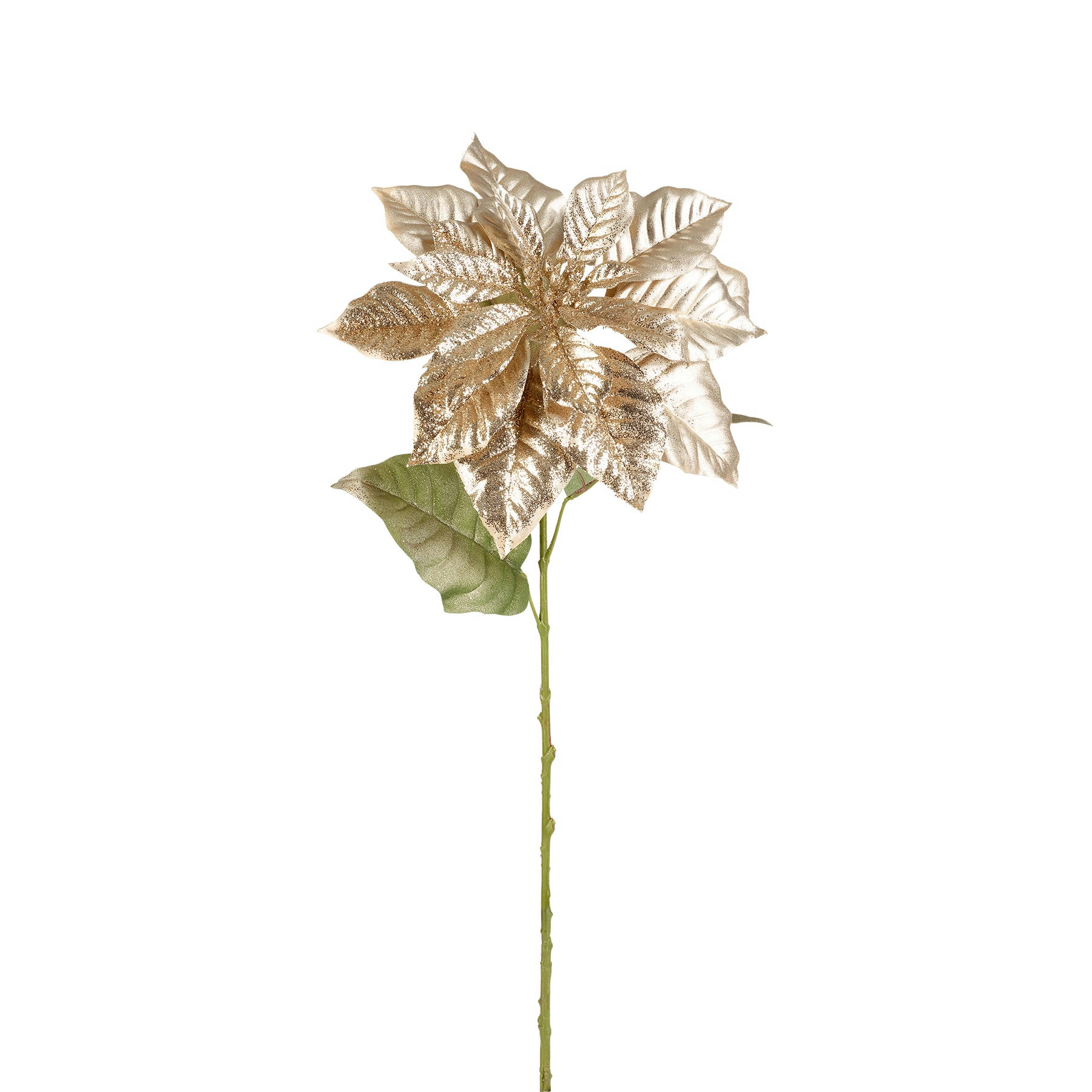 NOËL - Tige de poinsettia pailletée
