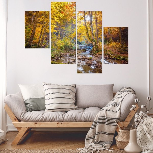 Obraz Wieloczęściowy Jesienny Leśny Krajobraz 80x50cm