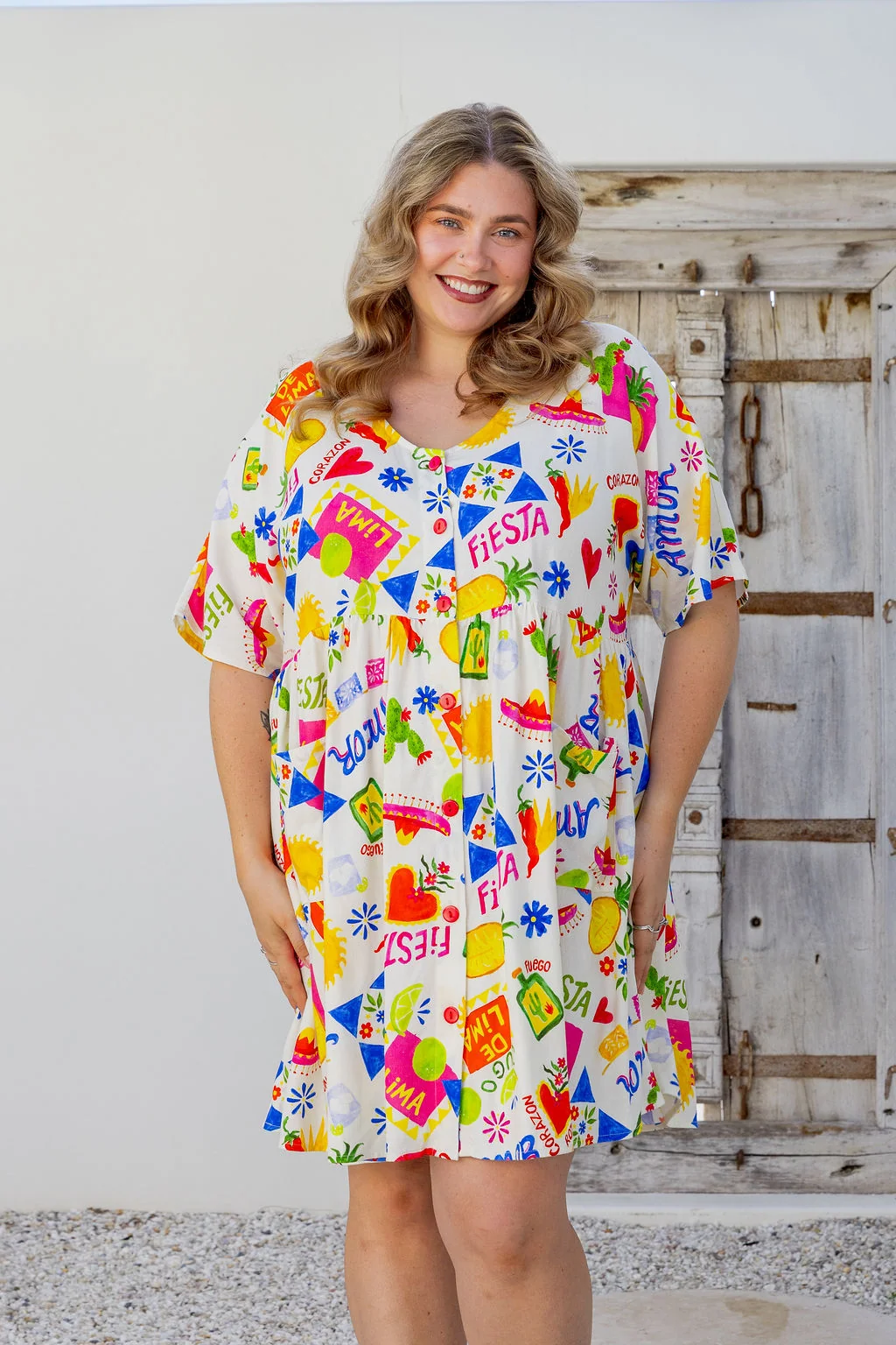 Disco Linen Blend Dress in Corazon