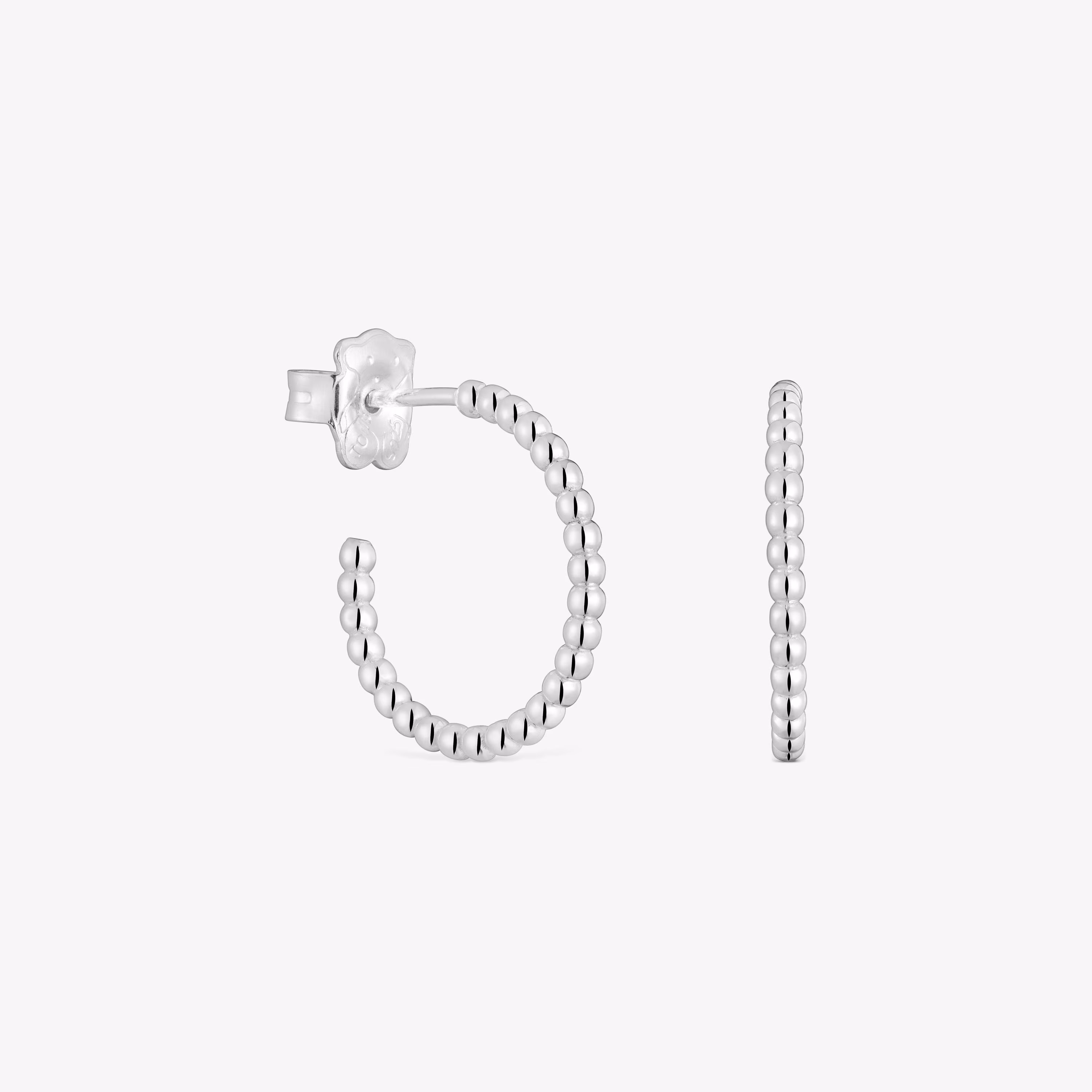 Pendientes aro cortos bolas de plata 15 mm Basicos