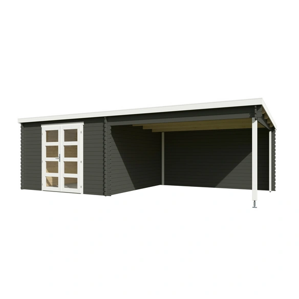 Gartenhaus »New Orleans«, BxHxT: 730 x 222,3 x 359,1 cm, (Außenmaß inkl. Dachüberstand), grüngrau