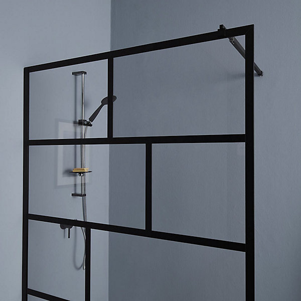 Mur d'accès en verre transparent de 120 cm avec cadre noir