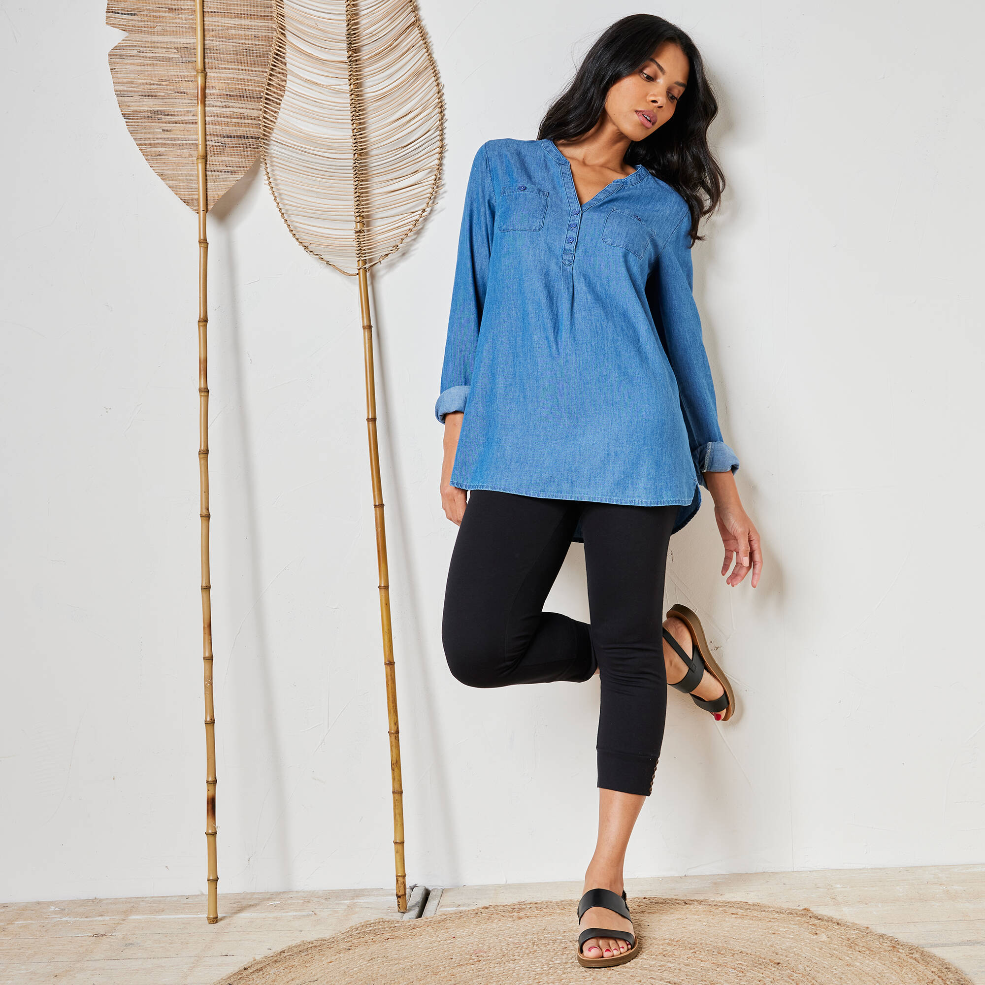 Legging 3/4, bas boutonné