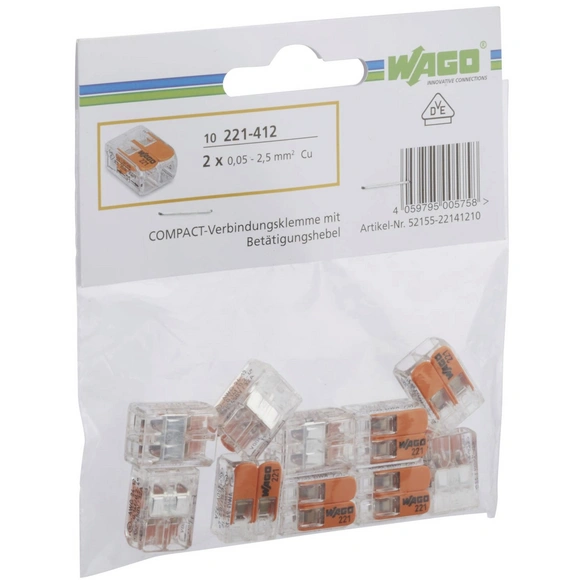 Klemme, COMPACT, Kunststoff, Orange, Kabel von 0,05 bis 2,5 mm²