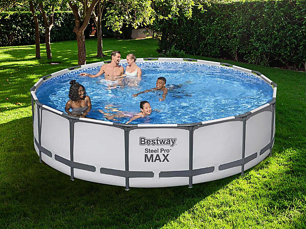 Bestway Piscine hors sol tubulaire ronde Bestway Steel Pro Max 457 x 107 cm gris clair