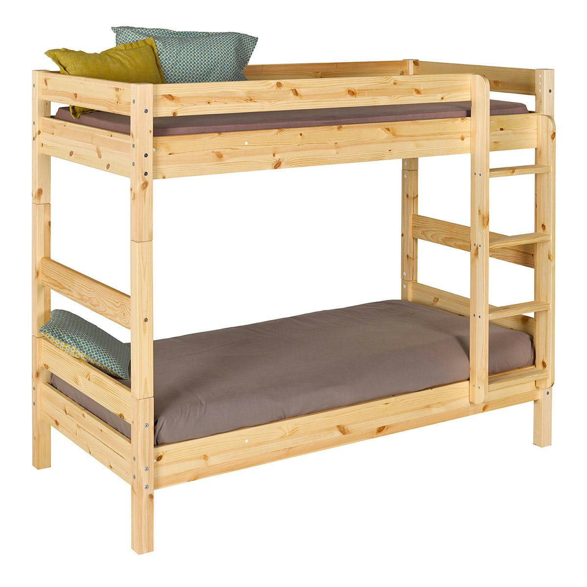 AARON - Pack lit superposé avec 2 matelas 90x190 cm bois massif
