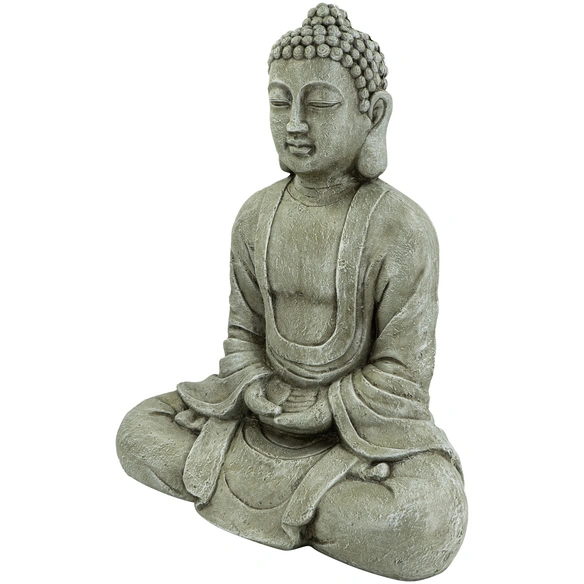 Buddha, BxH: 34 x 80 cm, Magnesia, grau/braun
