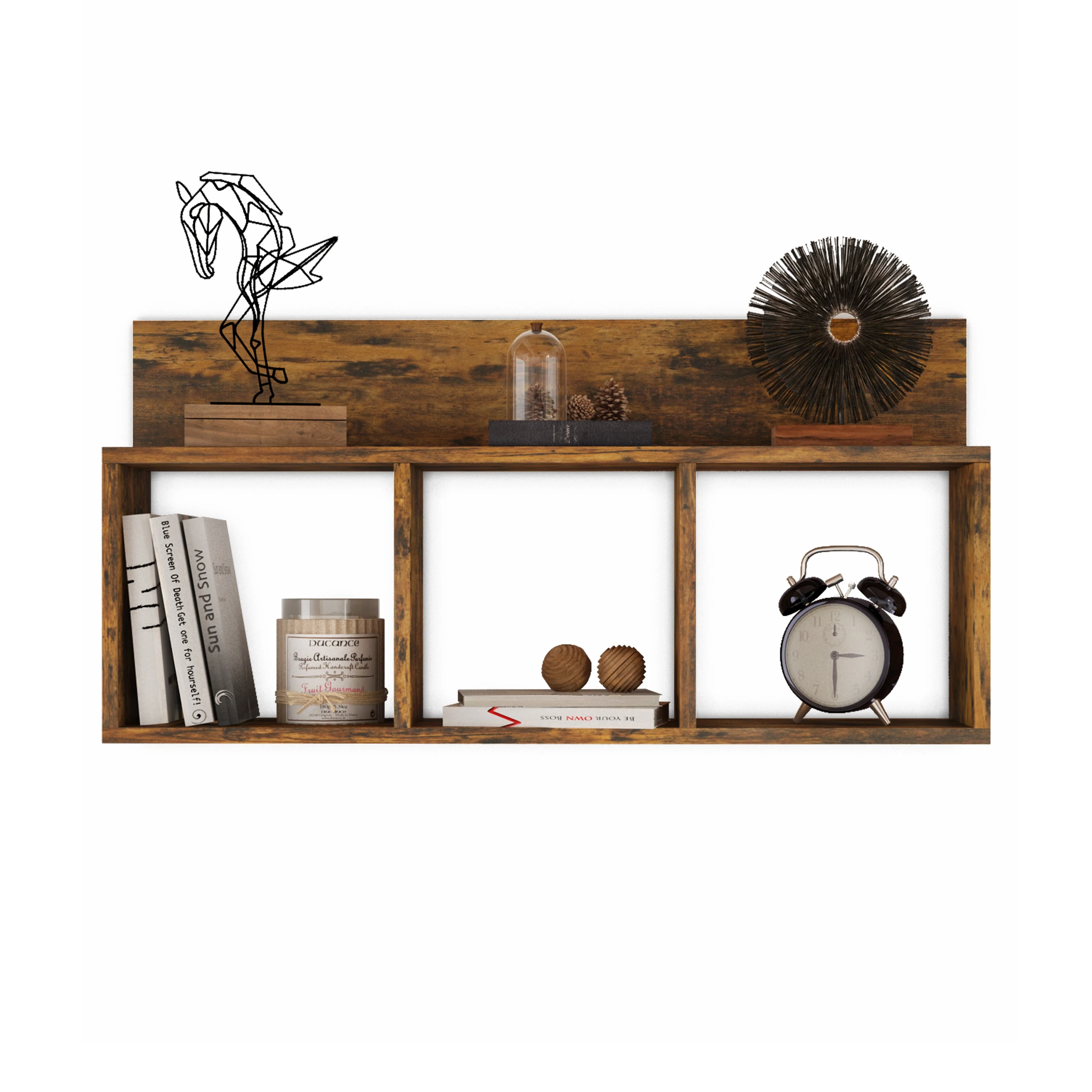 Danya B. Modern 3-Cube Floating Cubby Wall Shelf with Display Ledge