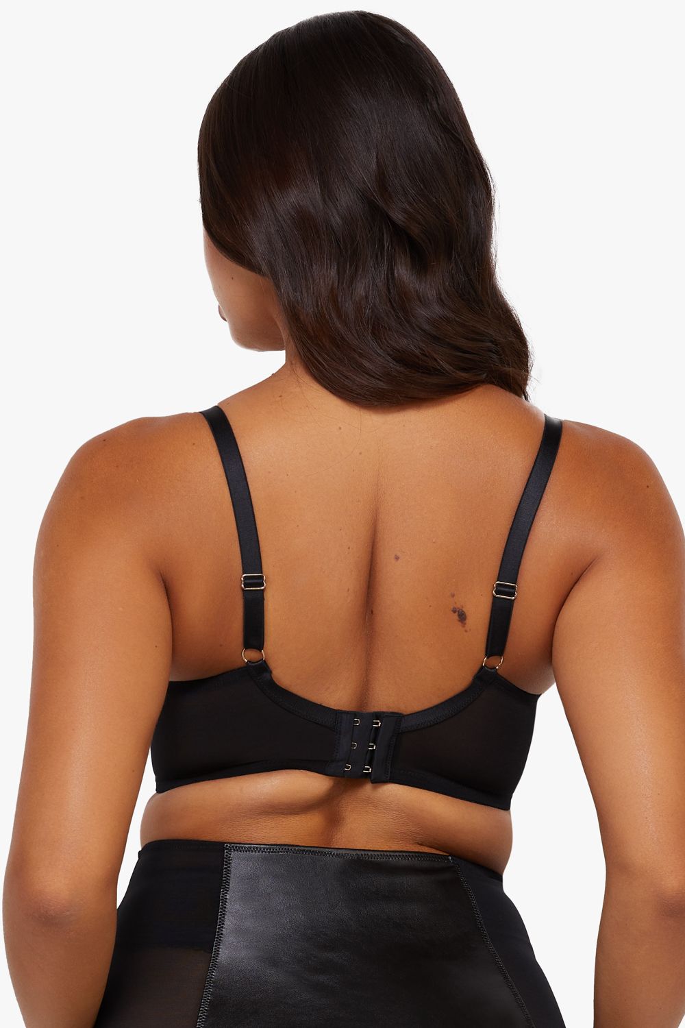 Playful Promises Iris Black Leatherette Padded Plunge Bra