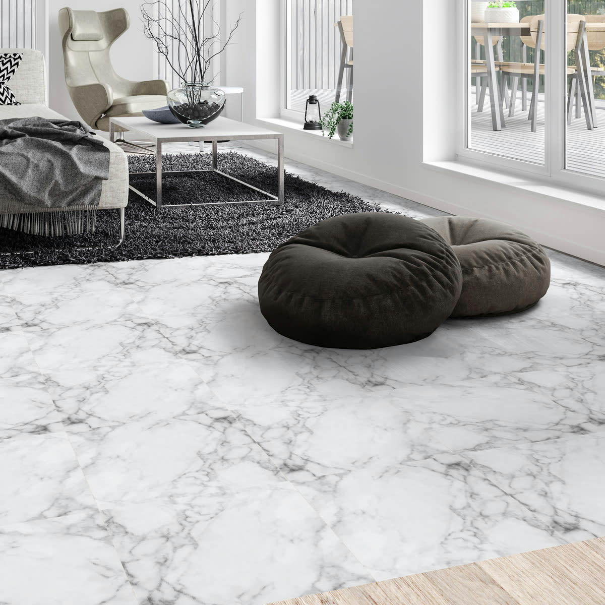 - Adhésifs stickers sol carrelages dalle de marbre blanc 40x40cm