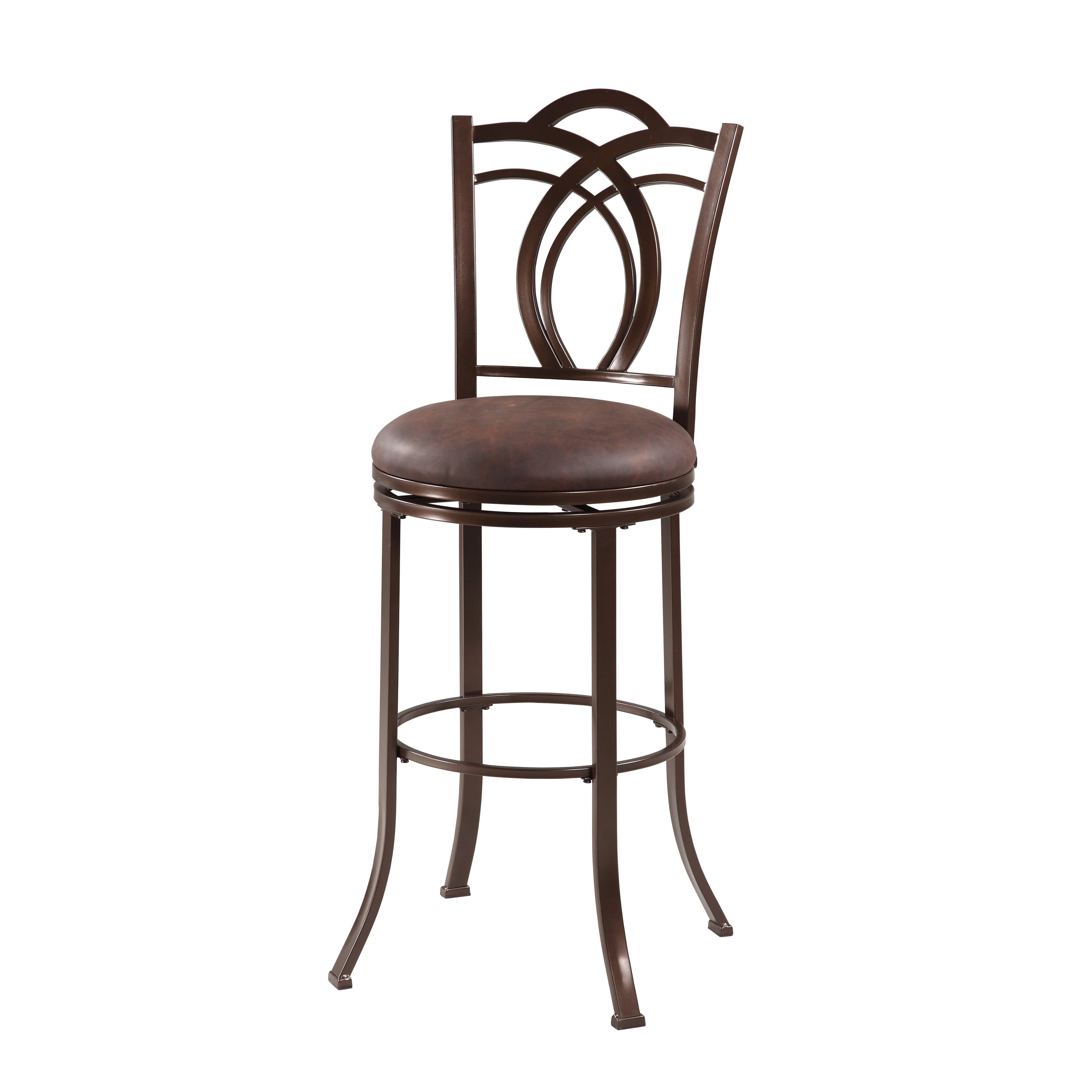 Khalifah Metal Swivel Bar Stool with Coffee Brown Seat
