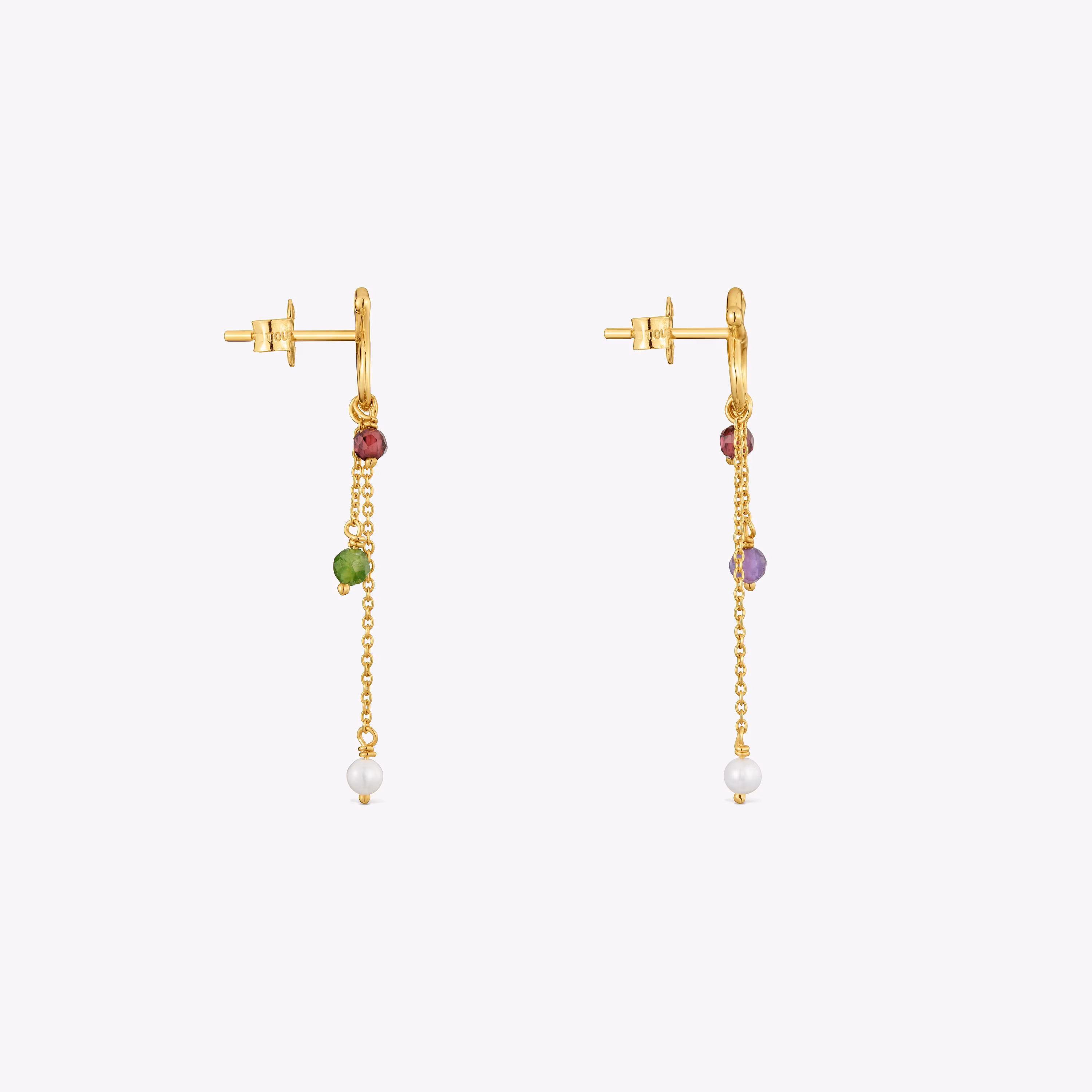 Pendientes largos de oro 9 kt y gemas TOUS Infinity