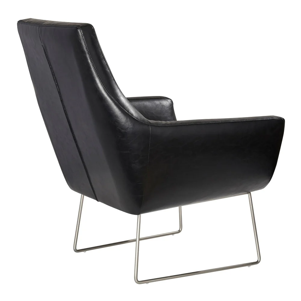 Adesso Kendrick Distressed Black or Camel Leather Chair