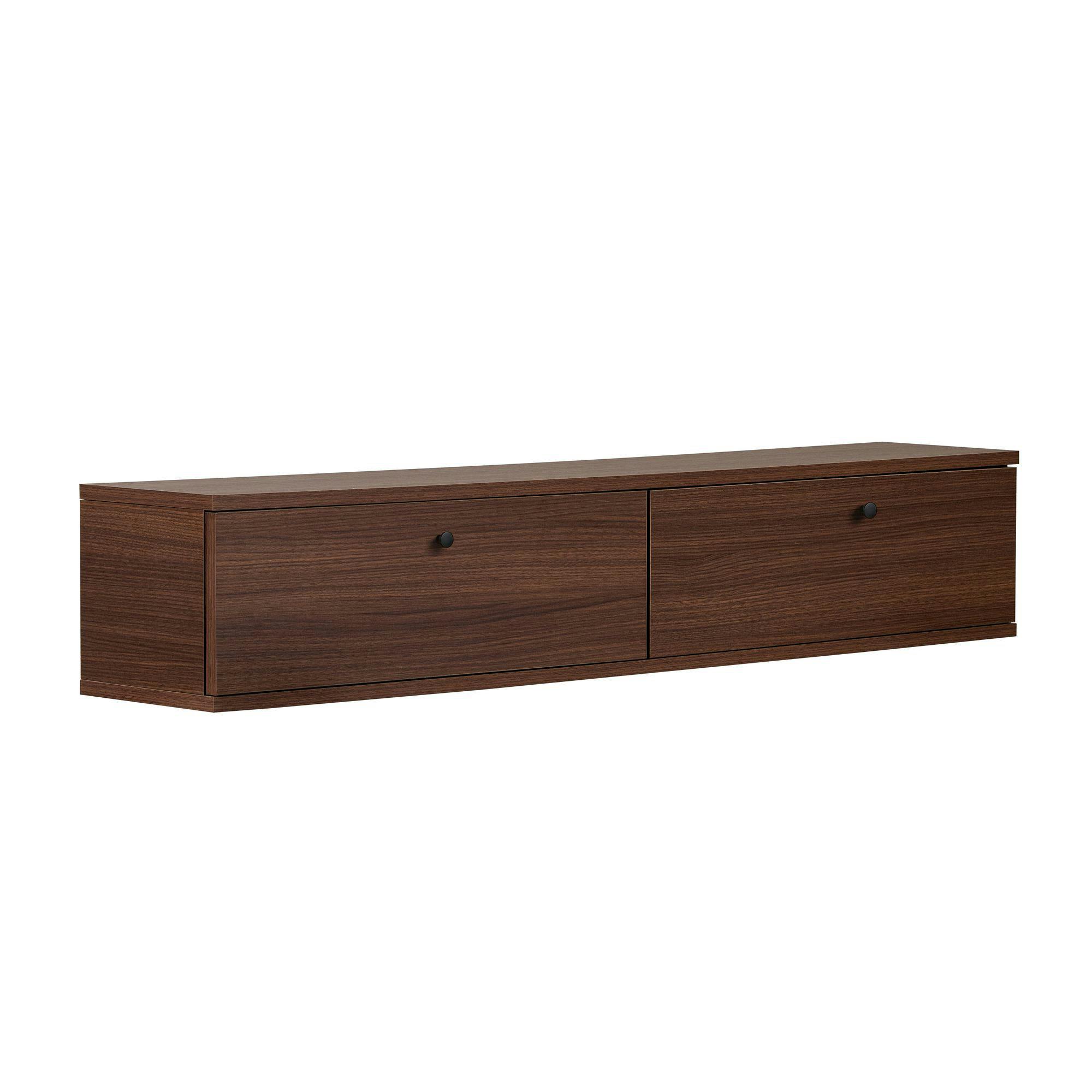 Meuble TV suspendu 2 portes décor noyer 140 cm MARFA
