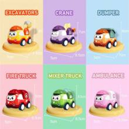 NNESN 6PCS Baby Toy Cars Set - Friction Power Vehicles for Toddlers