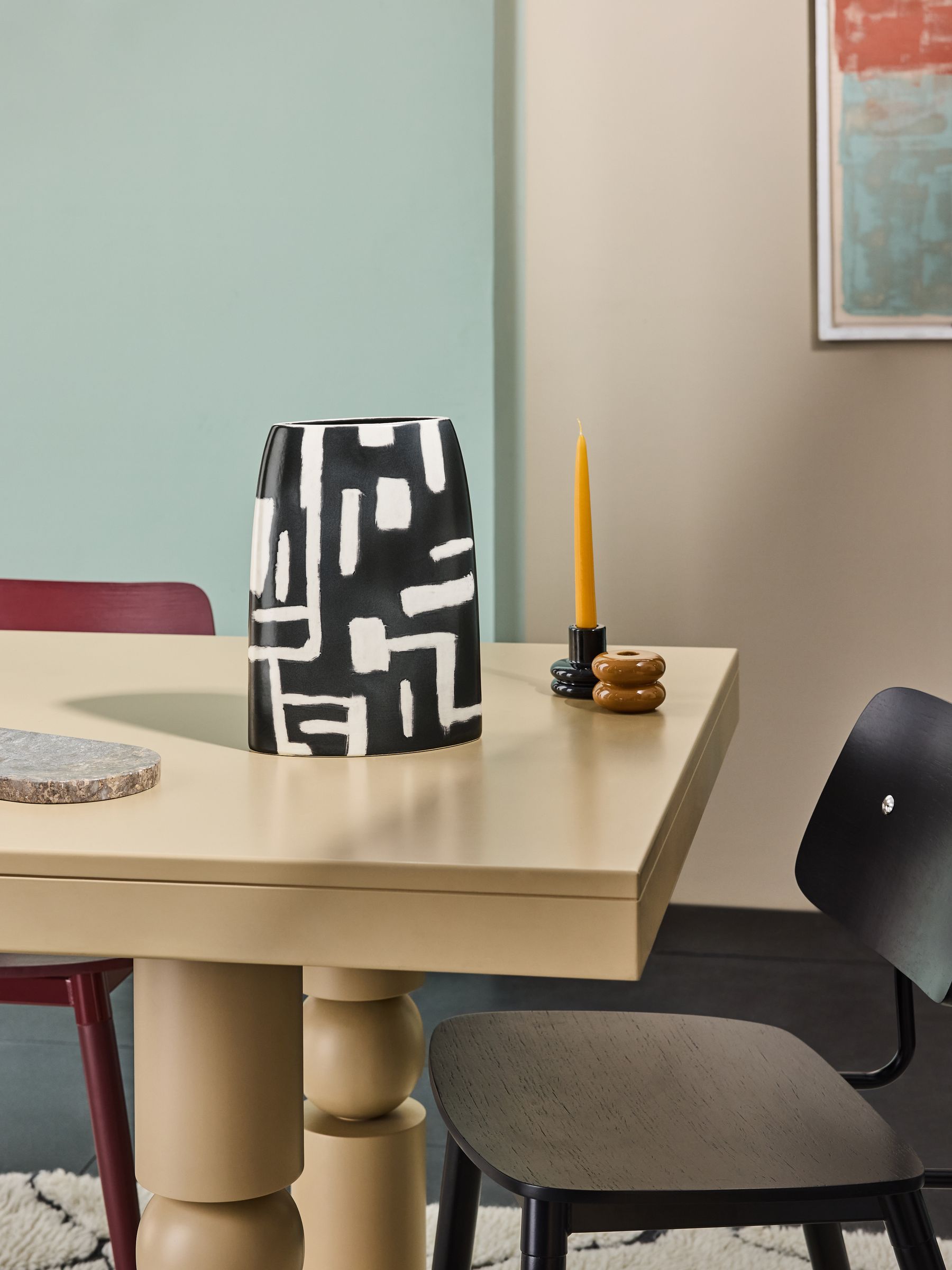 Kian Hand Painted Vase in Monochrome