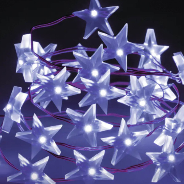 Lampki Gwiazdki 40 Led Zimne Białe 205 cm