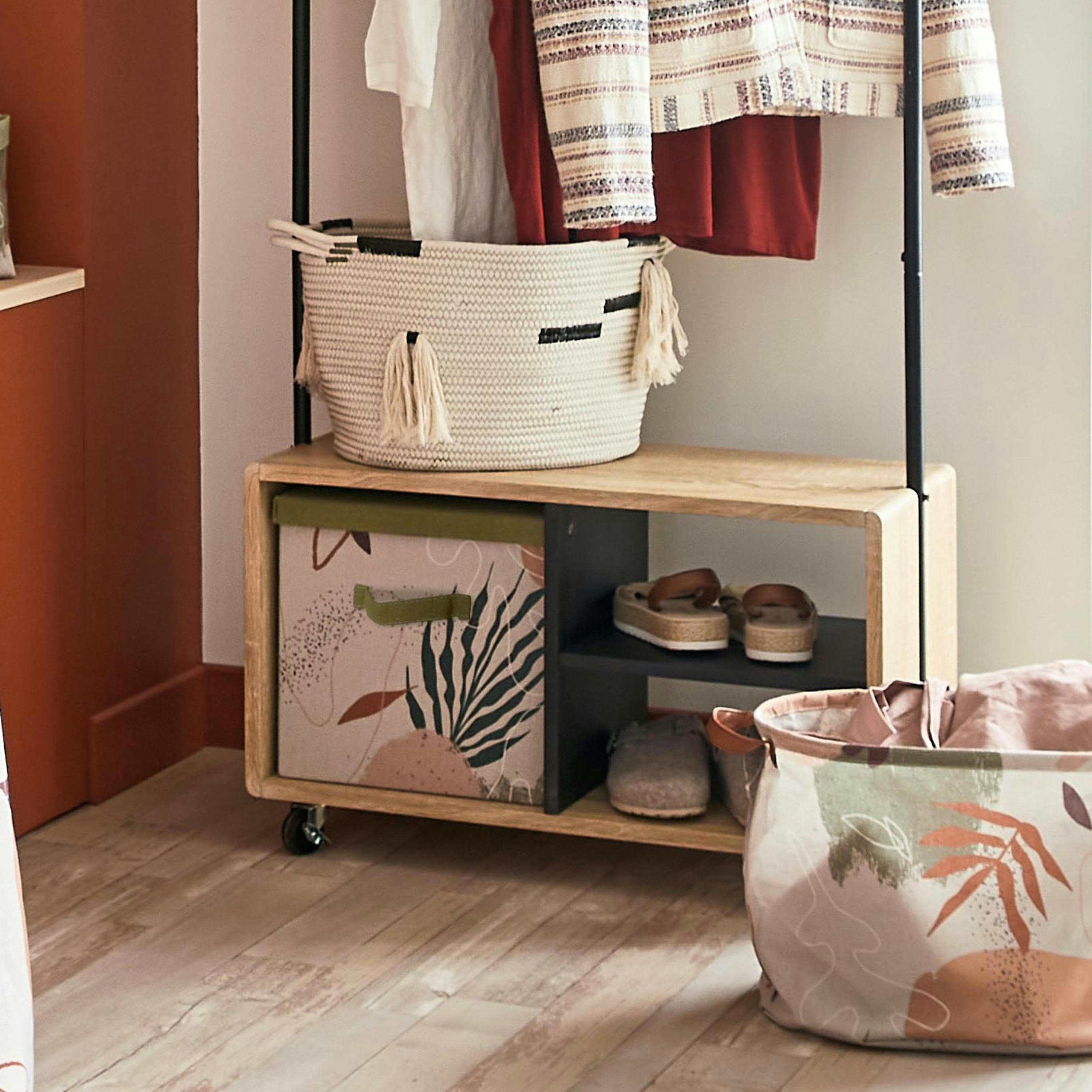 - Boîte de rangement en polycotton blanc 31x31x31cm