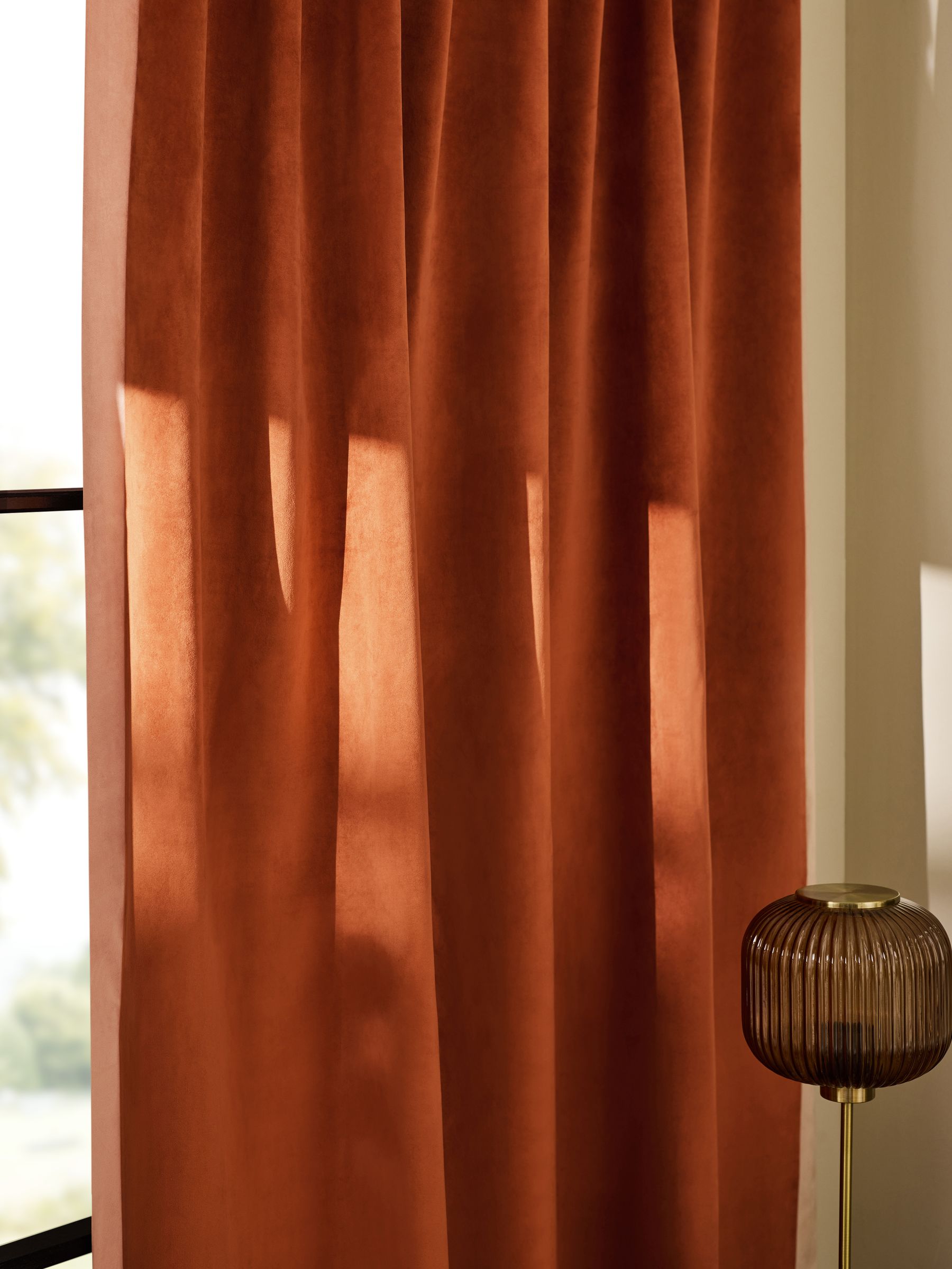 Audley Contrast Hidden Tab Curtains in Rust