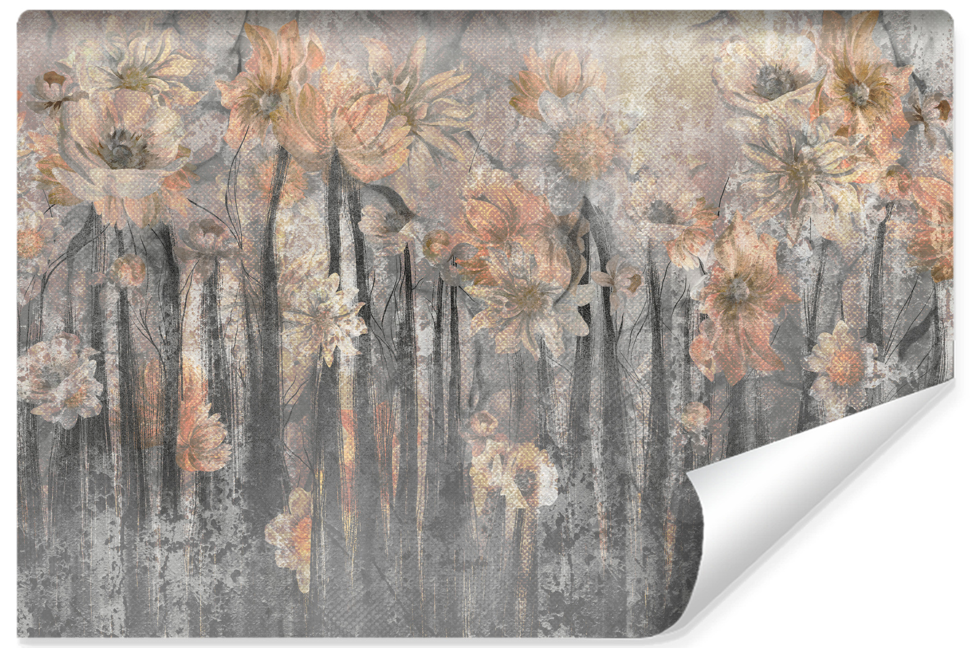 Fototapeta Kwiaty Na Betonie W Stylu Vintage 90x60cm