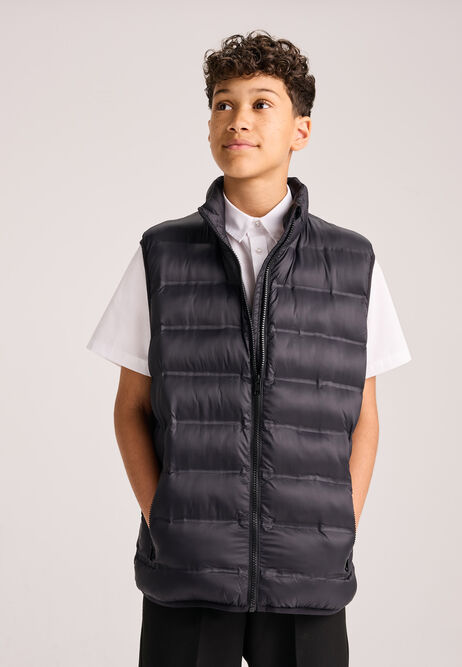 Older Boys Black Heatseal Padded Gilet