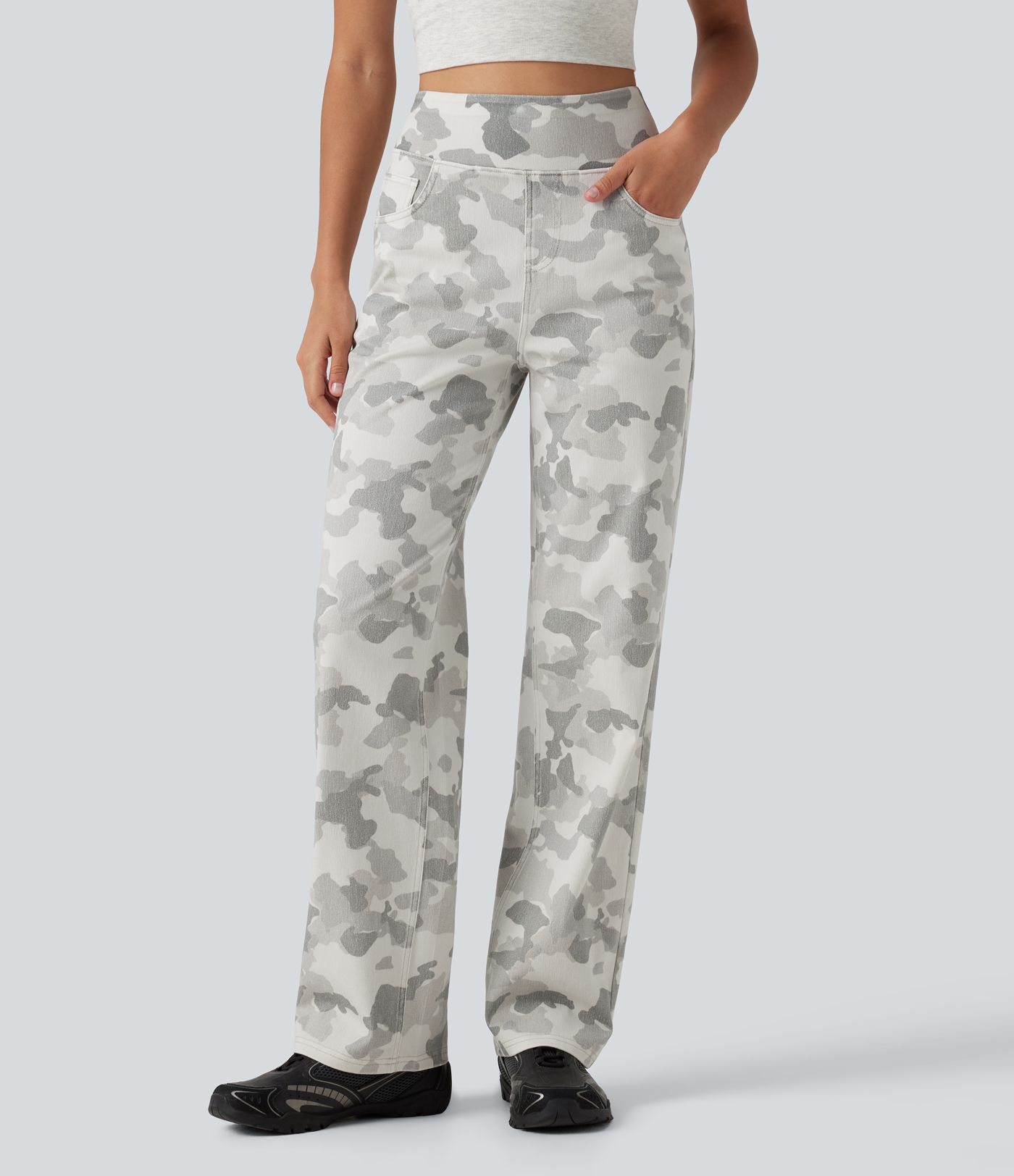 Jean droit Halara Flex™ taille haute imprimé camouflage avec poches