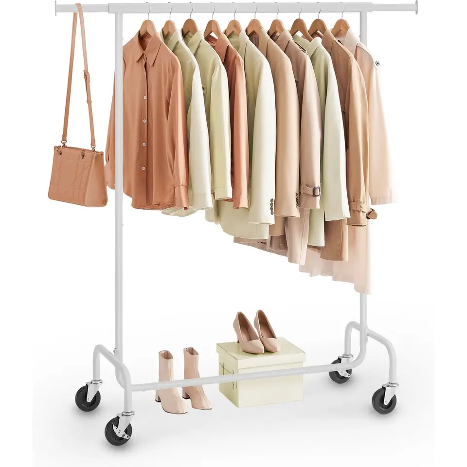 O'DADDY Verstelbaar Kledingrek op Wielen - 130 Kg Draagvermogen - Roestvrij