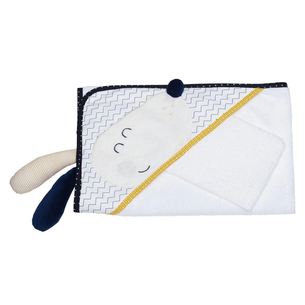 HELLO - Cape de Bain et Gant 75x75cm en coton blanc