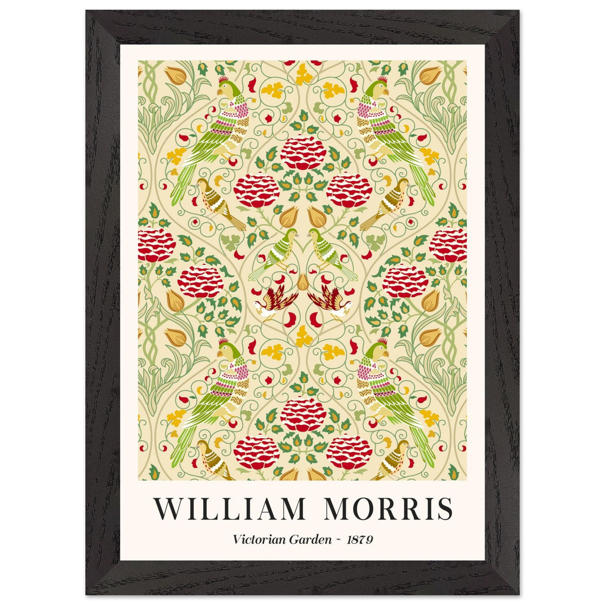 Artfulprints Poster met Lijst William Morris - Victorian garden 1879  - A4 21x29.7 cm - Groen