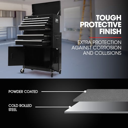 NNEMB 8 Drawer Tool Box Chest Cabinet Storage, with 2-Door Toolbox Garage Organiser Set, Black