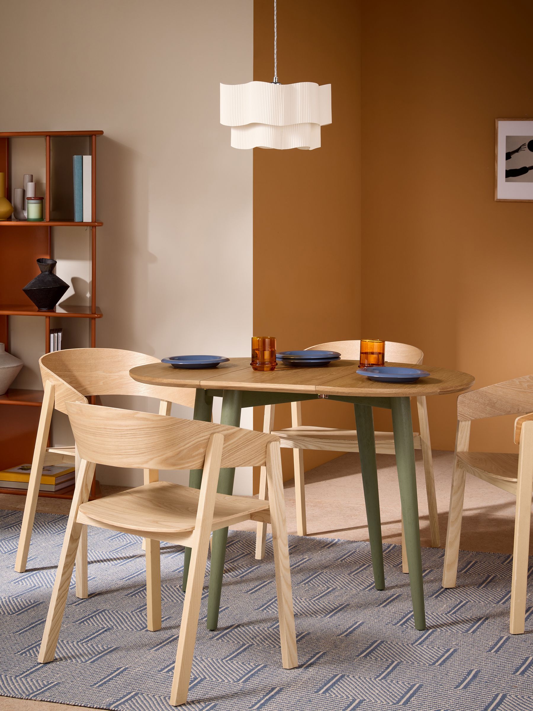 Oak and Green Legs Deauville Square 4 Seater Drop Leaf Dining Table
