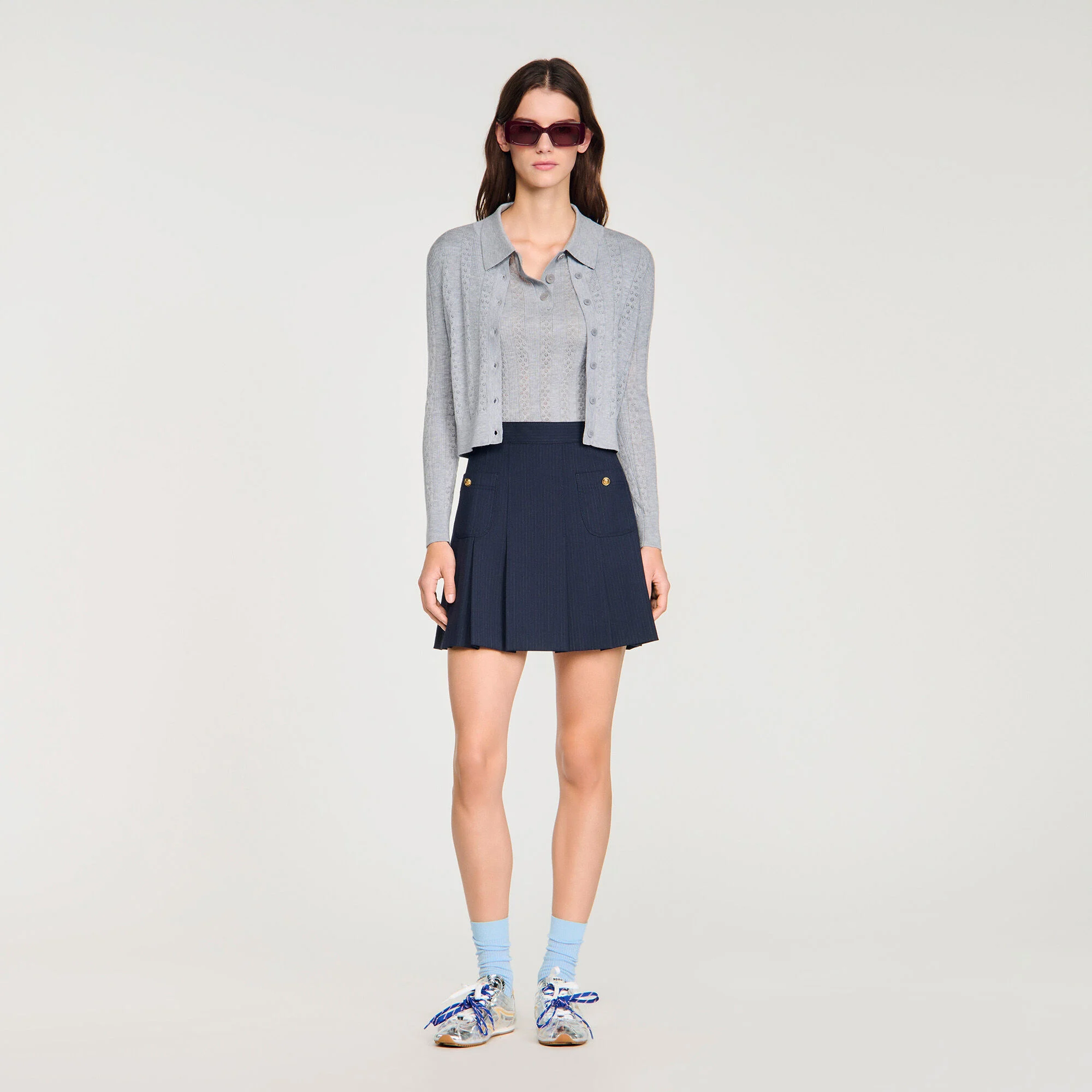 Cardigan en maille pointelle